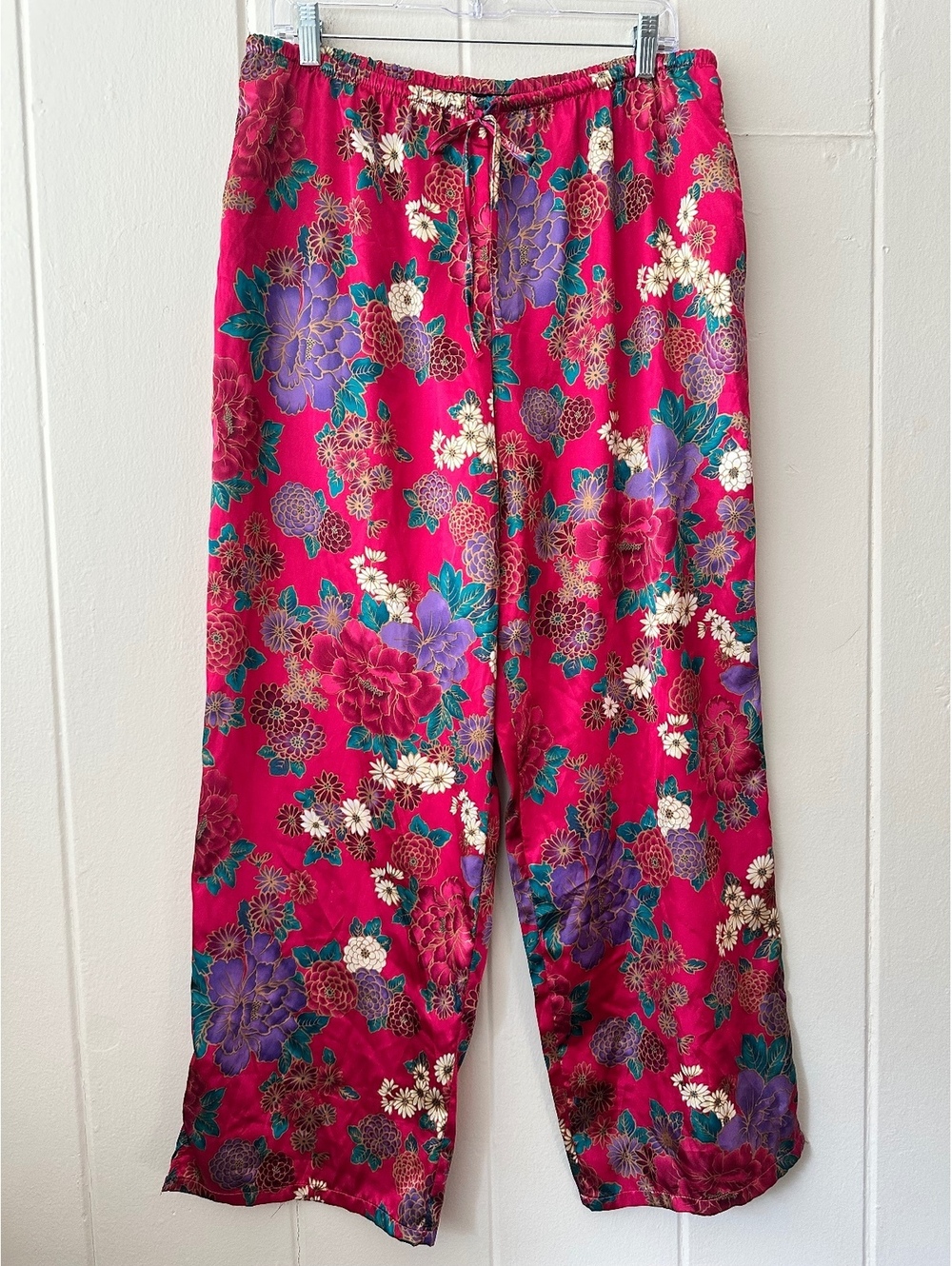 Secret Treasures Vintage 90s Lounge Pants Satin Floral Wide Leg Size Large